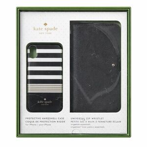Kate Spade Striped Black and White iPhone X Case with Wristlet
